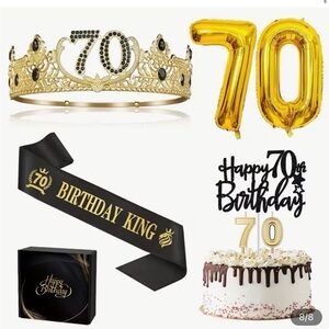 Elegant Gold and Black 70th Birthday Celebration Set